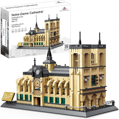 Notre-Dame Cathedral Building Block Set (1382 Pieces) - Architecture Model for Kids and Adults