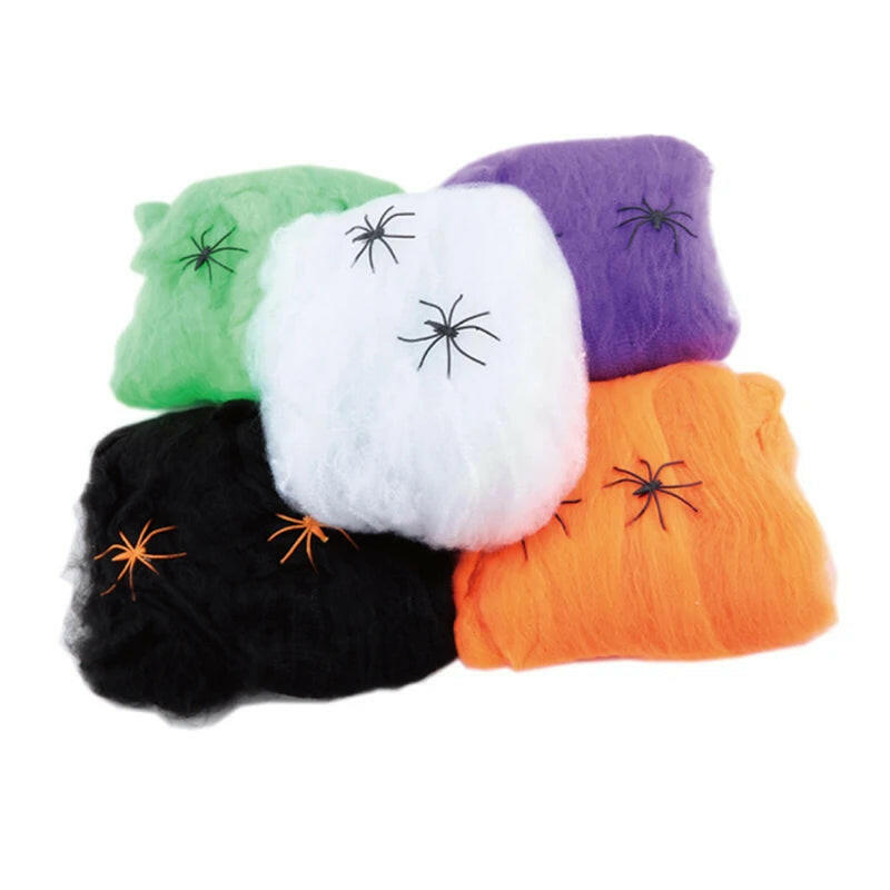 Stretchy Artificial Spider Web – Multi-Color Cobwebs for Halloween Party & Haunted House Decor (20g/40g)