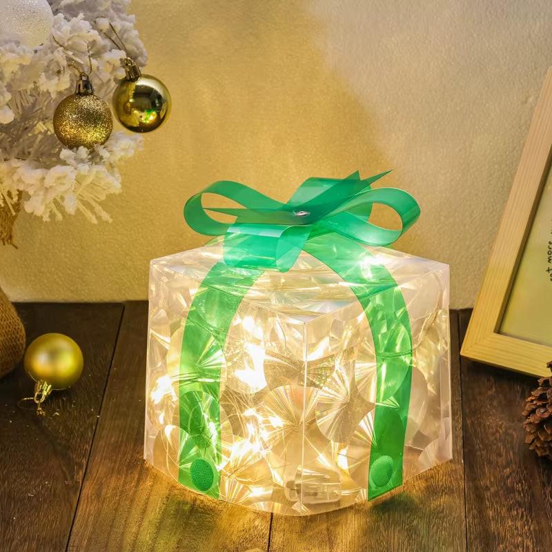 Illuminated Christmas Gift Box – 100 LED Snowflake Décor Accent.