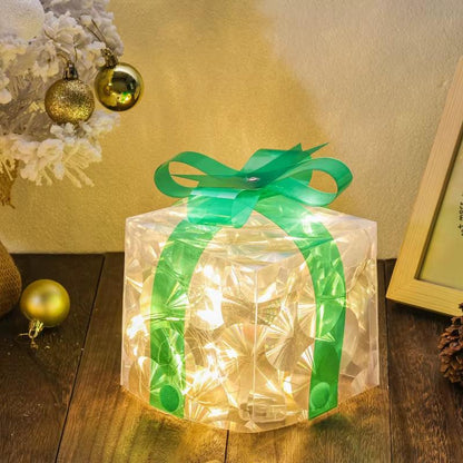 Illuminated Christmas Gift Box – 100 LED Snowflake Décor Accent.