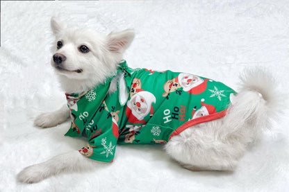 Santa‑Themed Matching Family Pajamas – Green Holiday Sets for Adults, Kids, Babies & Pets.