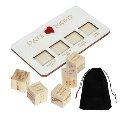 Cozy date night idea featuring unique wooden dice for fun and memorable moments