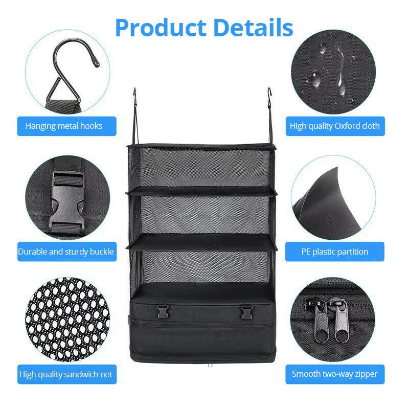 Durable Black Hanging Clothes Storage Bag - Space-Saving Solution for Travel, Home Organization & Business Trips!.