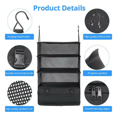 Durable Black Hanging Clothes Storage Bag - Space-Saving Solution for Travel, Home Organization & Business Trips!.