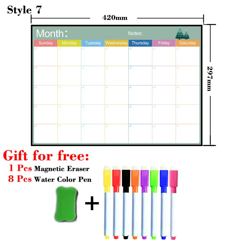 A3 Magnetic Fridge Planner – Monthly & Weekly Dry Erase Calendar with Free Marker Pens (297×420mm)