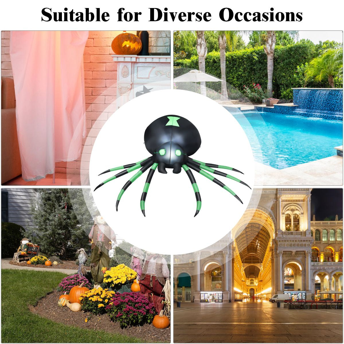 1.8m Halloween Inflatable Spider – LED‑Lit Outdoor Decoration