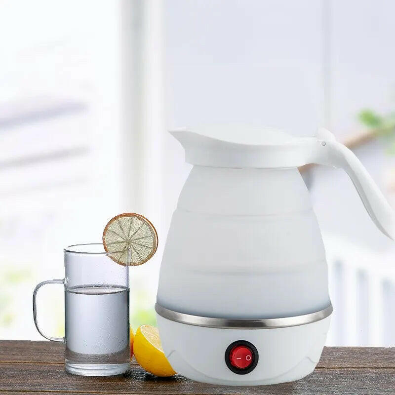 Foldable Portable Electric Teapot Water Heater - 600ML Travel Kettle for Household Use, 220V Kitchen Appliance.