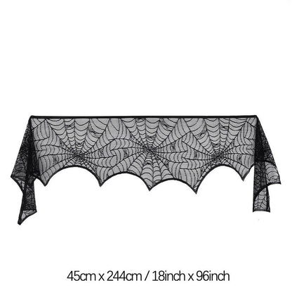 2025 Black Lace Spider Web Table Runner – Gothic Halloween Mantel Cover & Party Decor Accent (1pc)