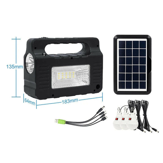 Portable Solar Energy System with 3-Bulb Lighting Kit - Mini 6W Solar Panel for Outdoor Emergency Power Supply, Ideal for Camping and Hiking.