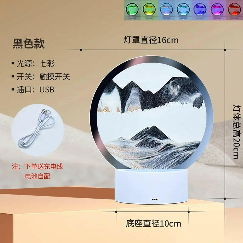 Illuminate Your World with the 16-Color LED 3D Sandscape Lamp – A Stunning Hourglass Night Light and Captivating Deep Sea Art!.