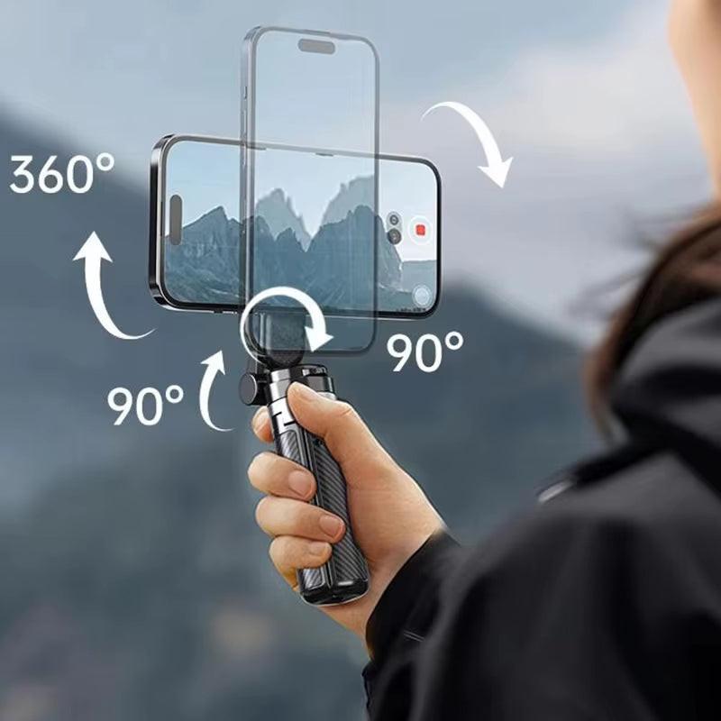 Snap, Stream, Go – 4-in-1 Magnetic Selfie Stick with Bluetooth & 360° Rotation.