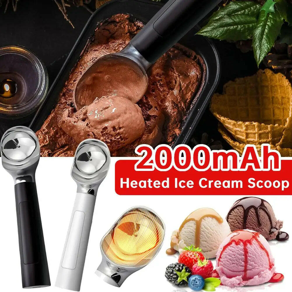 Rechargeable Electric Heated Ice Cream Scoop with LED Display – Effortlessly Softens Hard Ice Cream, Easy to Clean