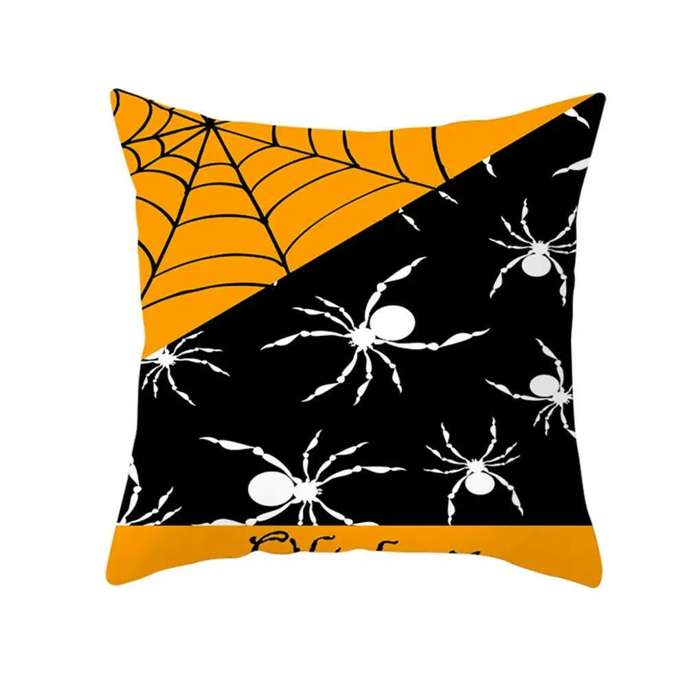 Halloween Cushion Covers – Cartoon Pumpkin, Bat & Ghost Design for Spooky Seasonal Decor