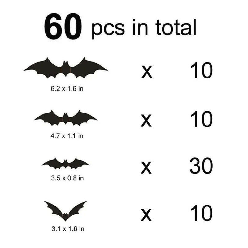 2025 3D Black PVC Bat Wall Stickers – 12-Piece Halloween Set for DIY Haunted Decor & Party Atmosphere