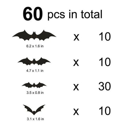 2025 3D Black PVC Bat Wall Stickers – 12-Piece Halloween Set for DIY Haunted Decor & Party Atmosphere