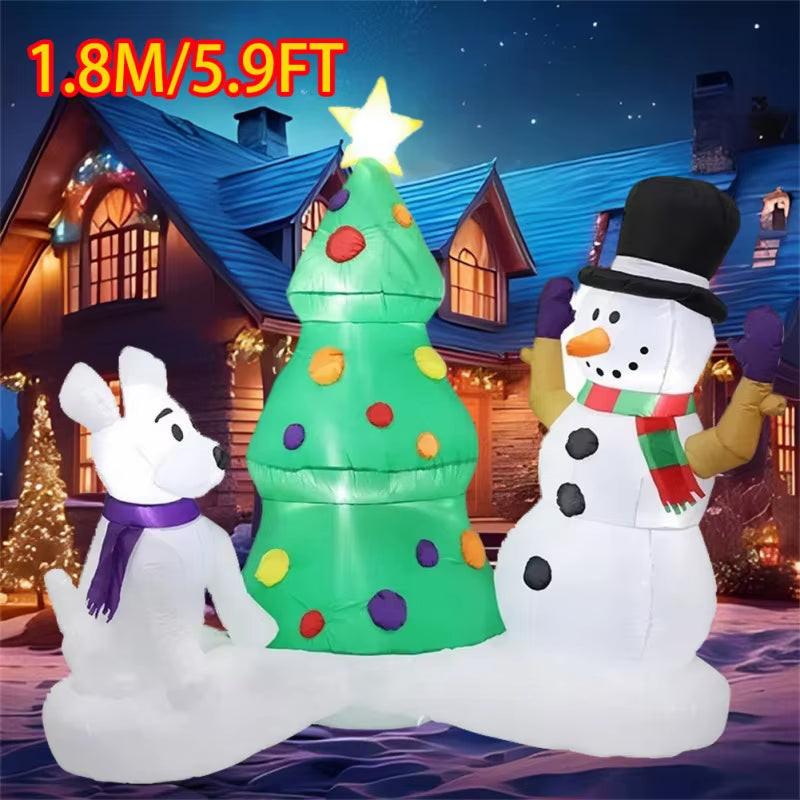 Christmas Inflatable  Decorations – LED-Lit Outdoor / Indoor Ornaments Featuring Santa, Snowmen, Trees, Bears & Gingerbread Characters.