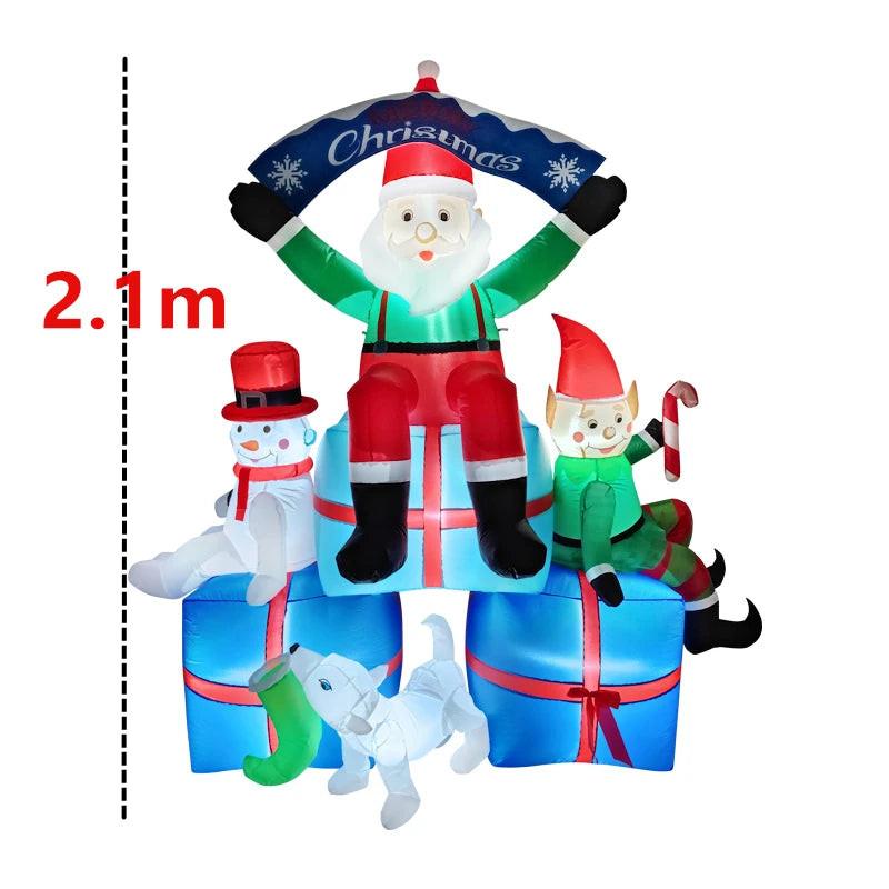 2.1M Christmas Santa and Friends -  LED Outdoor Inflatable.
