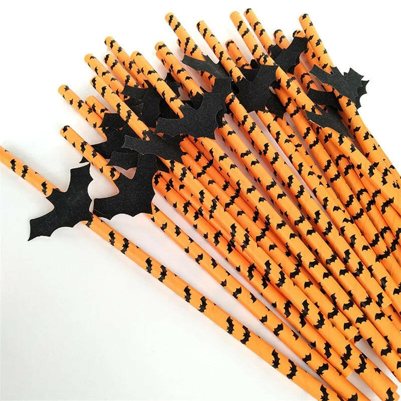 25-Pack Halloween Disposable Straws – Choose from 17 Spooky Designs for Party Drinks & Decor