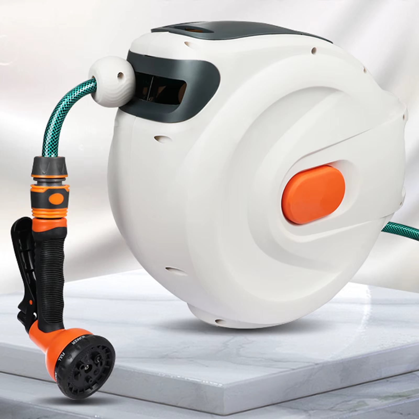 7 Pattern Hose Nozzle Water Hose Reel Slow Return System for Car Garden