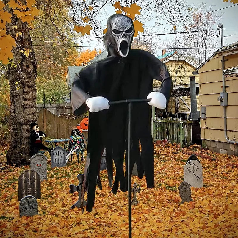 Garden Ghostface Scarecrow Halloween Decor outside Hanging Scary Ghost Scarecrow Decorations Creative Courtyard Bird Repeller