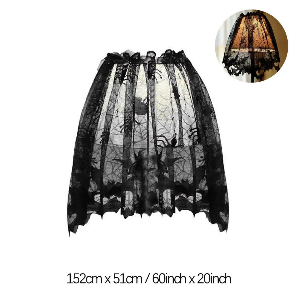 2025 Black Lace Spider Web Table Runner – Gothic Halloween Mantel Cover & Party Decor Accent (1pc)