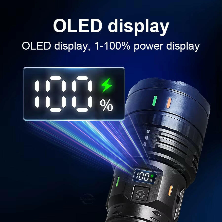 Unleash the Power: 10,000,000 Lumen Ultra-Bright Long-Range Flashlight - 5,000M Beam & IPX6 Waterproof for Ultimate Outdoor Adventures, Security & Emergencies!.