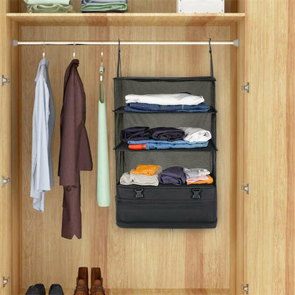 Durable Black Hanging Clothes Storage Bag - Space-Saving Solution for Travel, Home Organization & Business Trips!.