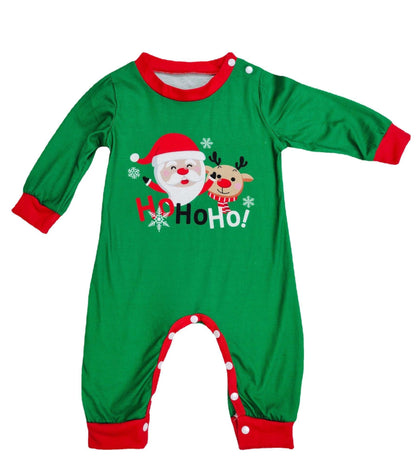 Santa‑Themed Matching Family Pajamas – Green Holiday Sets for Adults, Kids, Babies & Pets.