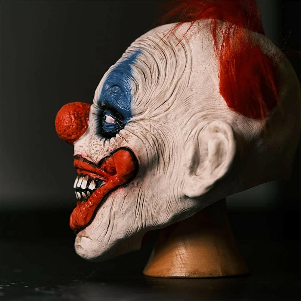 Creepy Clown Latex Mask – Full Head Joker Costume Prop for Halloween & Haunted Attractions