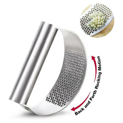 Upgraded Stainless Steel Garlic Press – Ergonomic Rocker for Effortless Mincing