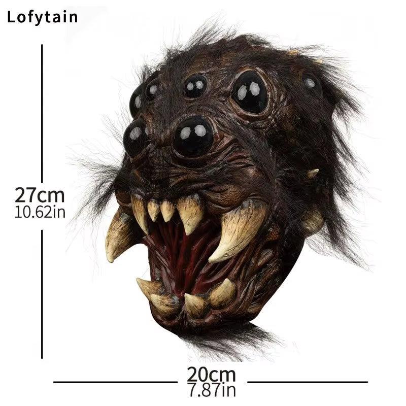 Horror Creepy Spider Mask Cosplay Scary Animal Spiders Big Eyes Tooth Open Mouth Latex Helmet Halloween Party Costume Props