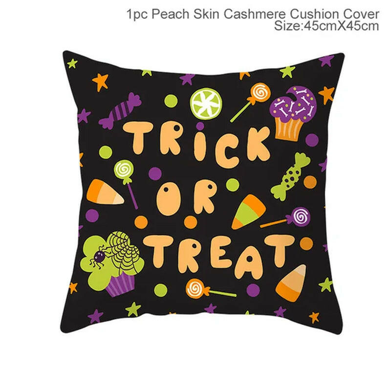 Halloween Cushion Covers – Cartoon Pumpkin, Bat & Ghost Design for Spooky Seasonal Decor