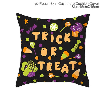 Halloween Cushion Covers – Cartoon Pumpkin, Bat & Ghost Design for Spooky Seasonal Decor