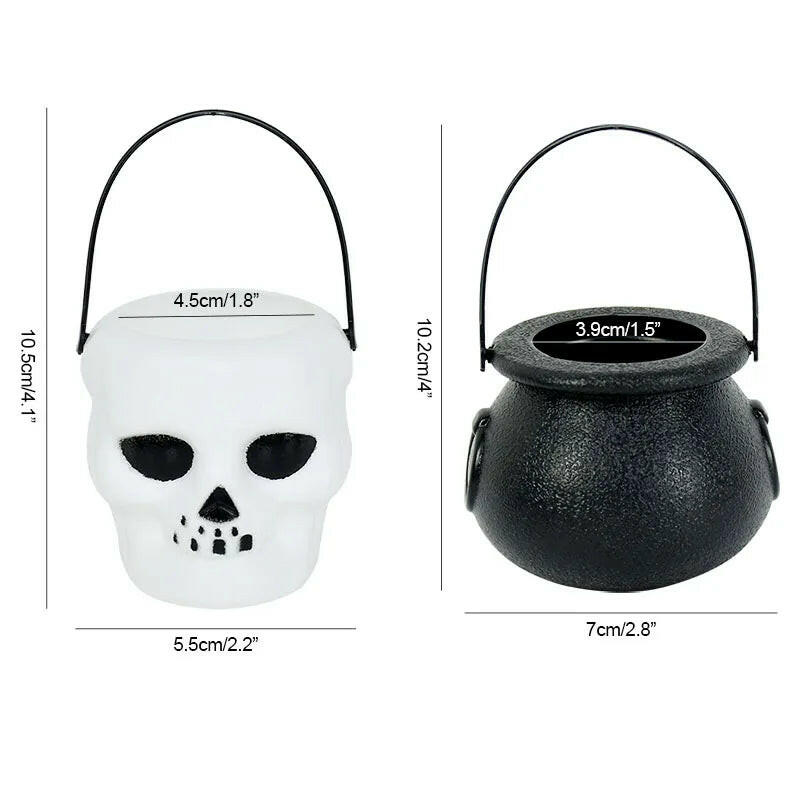 6-Pack Mini Halloween Cauldron Buckets – Witch & Skeleton Candy Holders for Kids’ Trick-or-Treat Fun