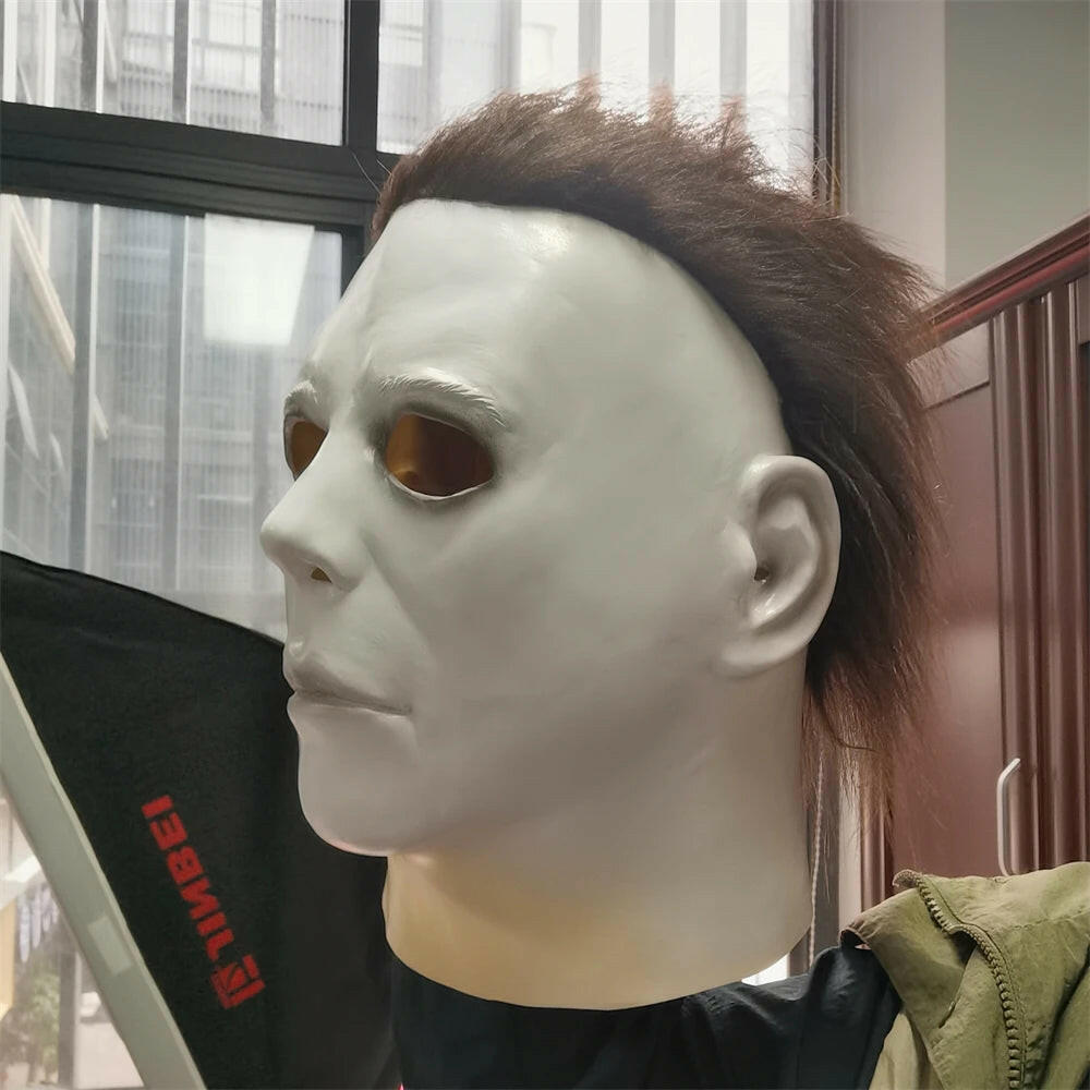 Michael Myers White Latex Mask – Horror Movie Headgear for Halloween, Cosplay & Pranks