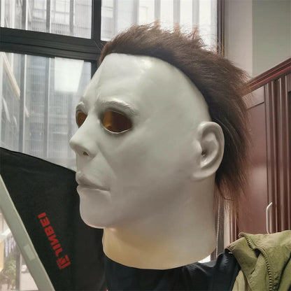 Michael Myers White Latex Mask – Horror Movie Headgear for Halloween, Cosplay & Pranks