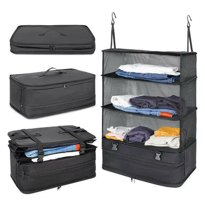 Durable Black Hanging Clothes Storage Bag - Space-Saving Solution for Travel, Home Organization & Business Trips!.