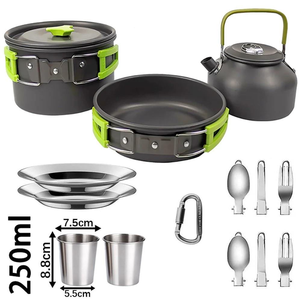 Ultralight Camping Cookware Set – Non‑Stick Aluminum Pot, Pan & Kettle for Outdoor Cooking & Hiking.