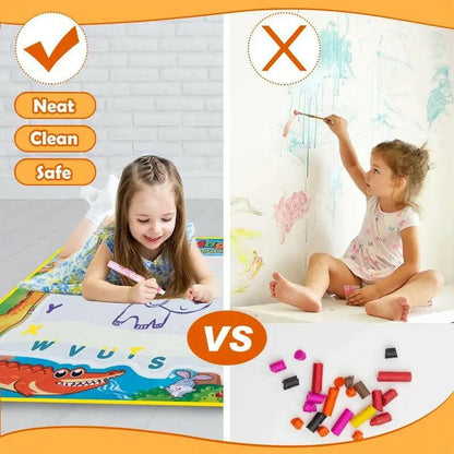 Magic Water Drawing Mat - Reusable Coloring Doodle Board with Pens for Kids - Montessori Educational Toy.