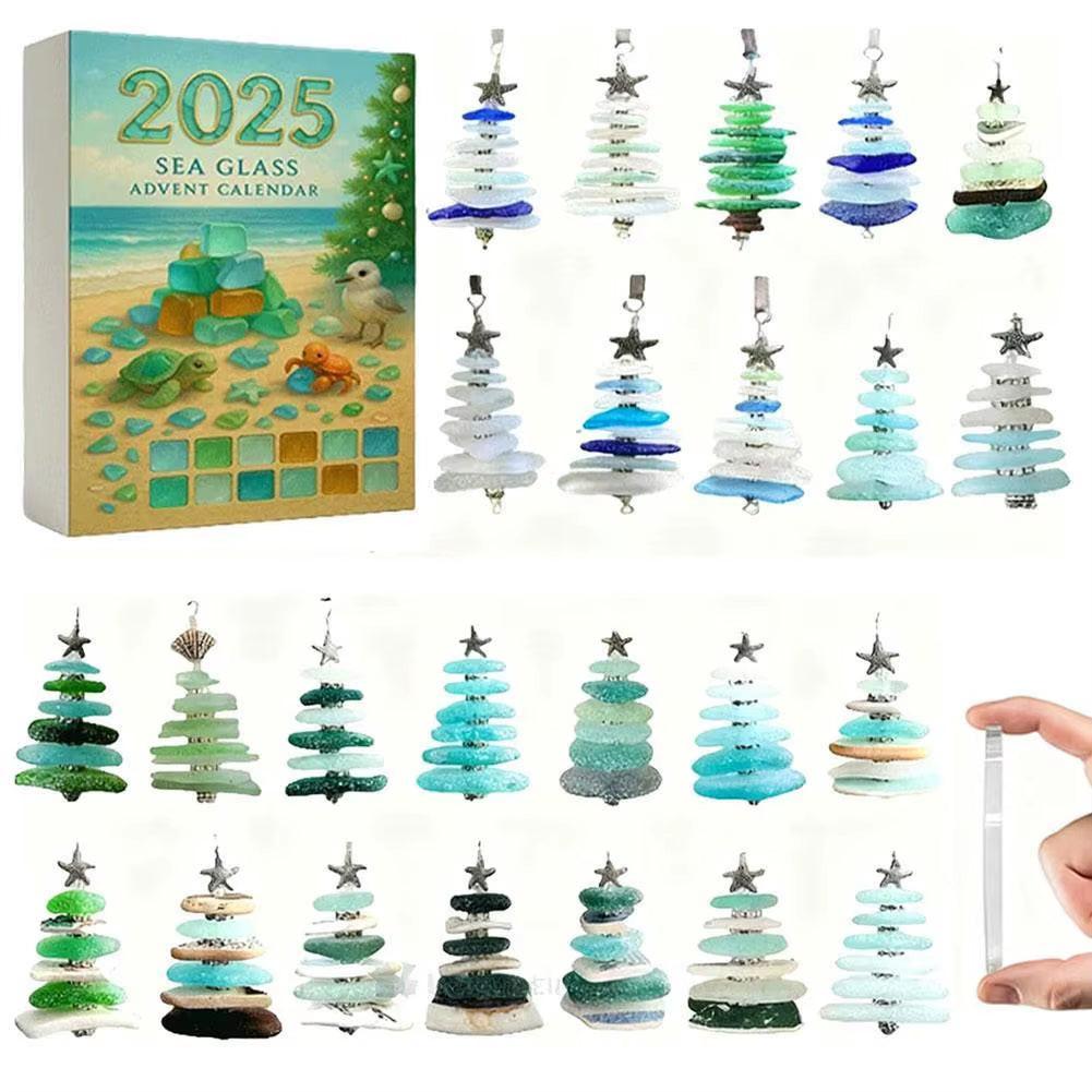 Sea Glass Advent Calendar – 24 Mini Christmas Ornaments.