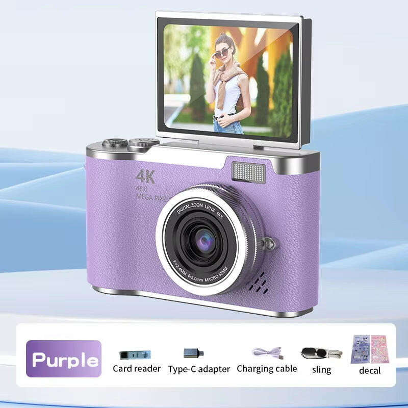Capture Every Moment: 4K CCD Digital Camera with 48MP, 8X Zoom, 180° Flip Screen & Free 32GB Card!.