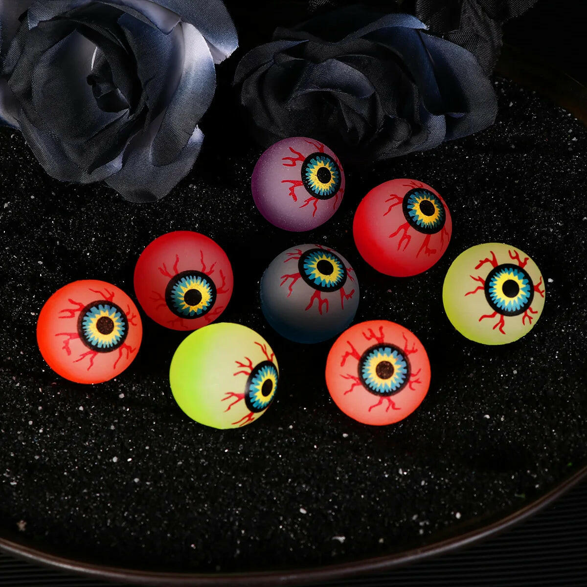 2025 Glow-in-the-Dark Bouncy Eyeballs – 10-Pack Horror Party Favors for Halloween Games, Bags & Decor (27–32mm)