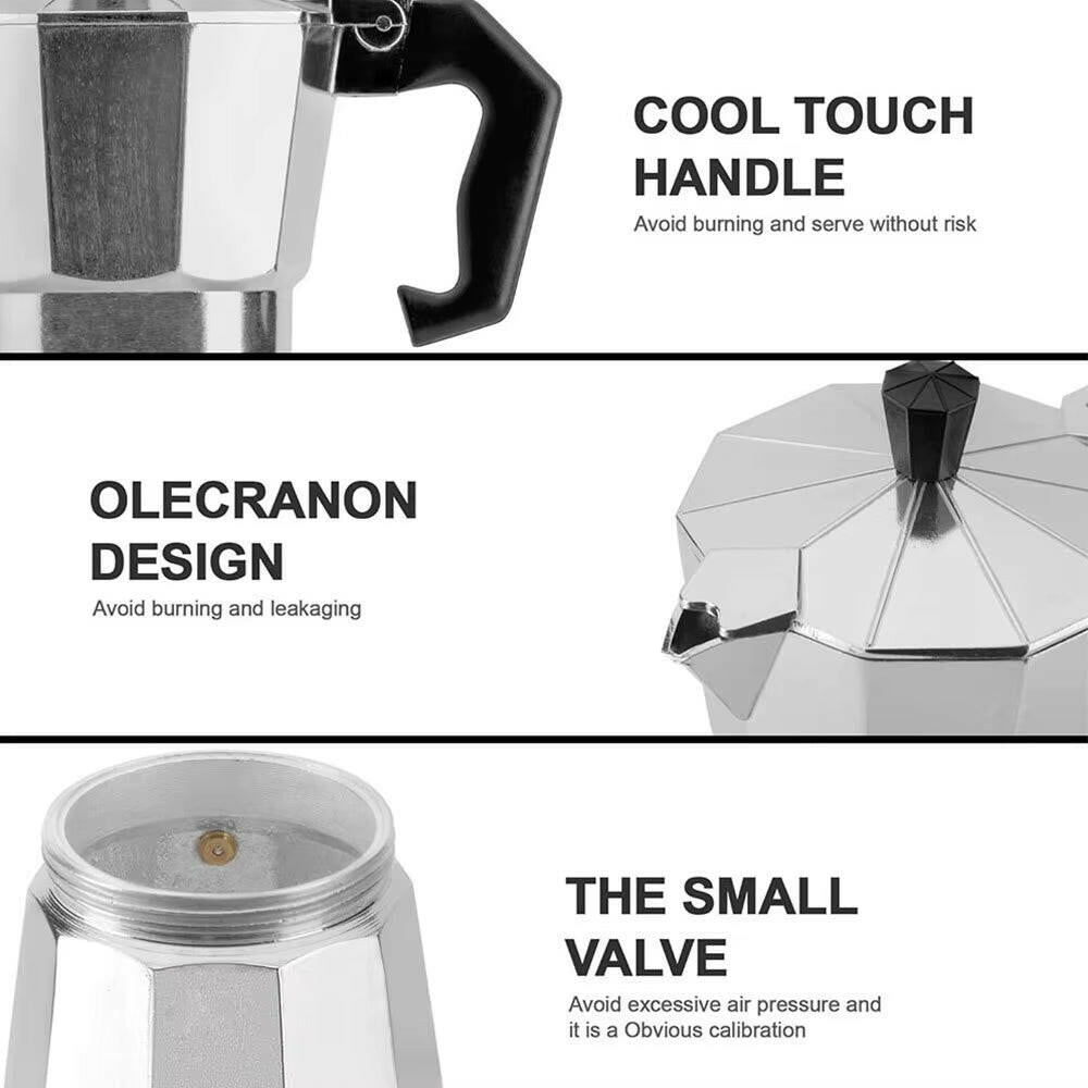 Aluminum Italian Octagonal Moka Coffee Kettle - Authentic Traditional Coffee  Pot for Home, Office, Travel, and Outdoor Use.