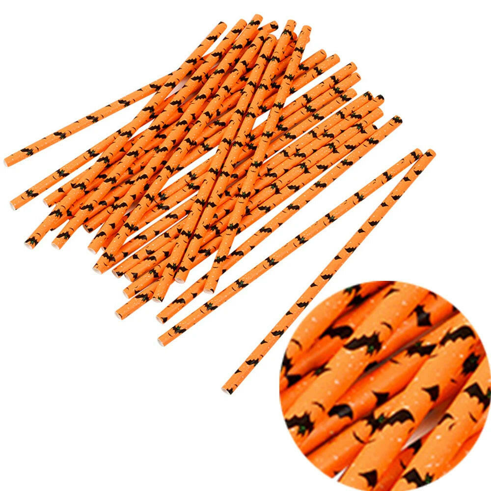 25-Pack Halloween Disposable Straws – Choose from 17 Spooky Designs for Party Drinks & Decor