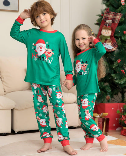 Santa‑Themed Matching Family Pajamas – Green Holiday Sets for Adults, Kids, Babies & Pets.