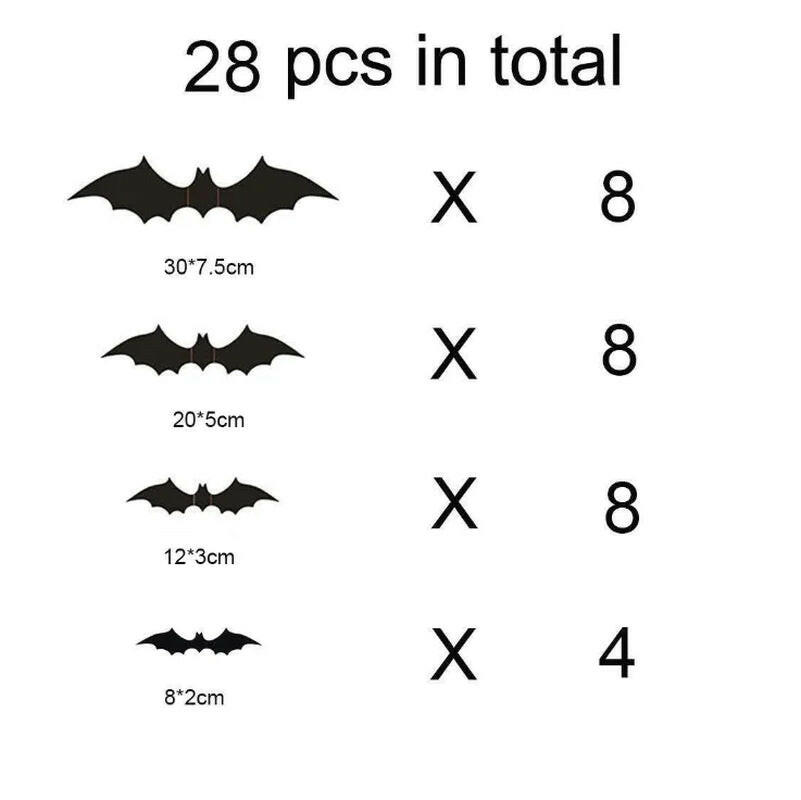 2025 3D Black PVC Bat Wall Stickers – 12-Piece Halloween Set for DIY Haunted Decor & Party Atmosphere