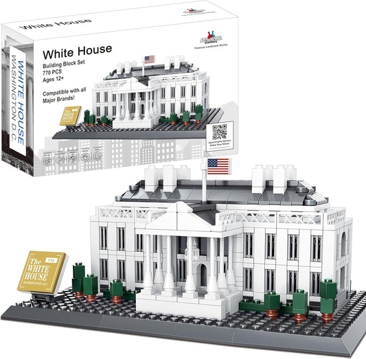 White House Building Block Set (770 Pieces) Washington D.C. White House Famous Landmark Series - Architecture Model for Kids and Adults