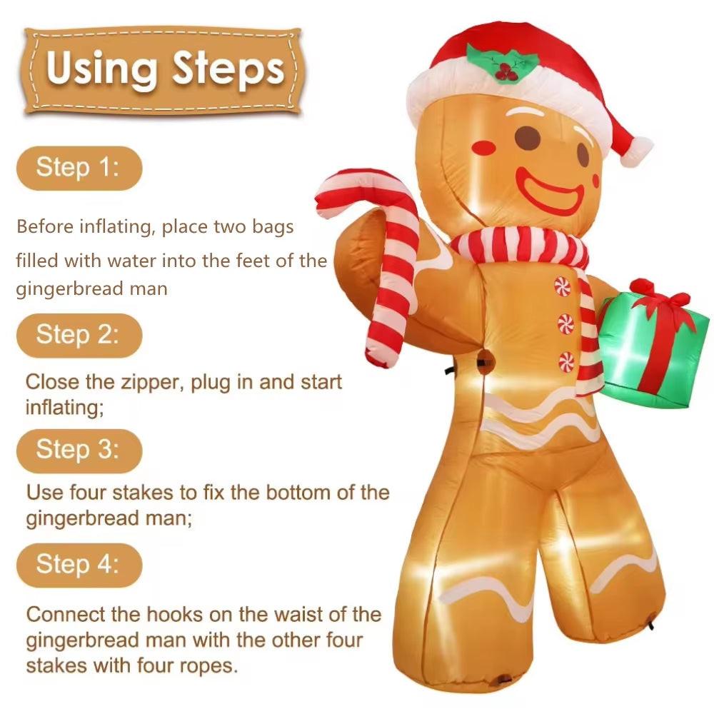 Get into the holiday spirit with our 8FT Gingerbread Man Inflatable! Perfect for your yard, complete with LED lights and a festive gift pack! 🎄✨ #ChristmasDecor #HolidayVibes.
