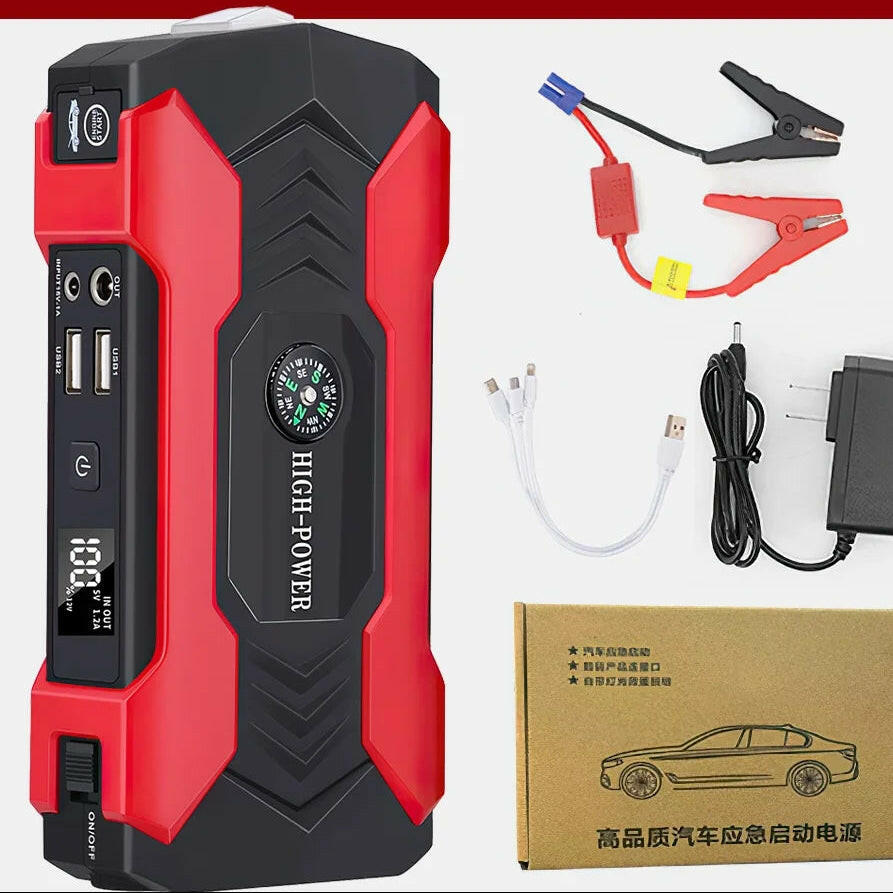 Portable Car Jump Starter and Power Bank with LED Flashlight (28000mAh 600A 12V).