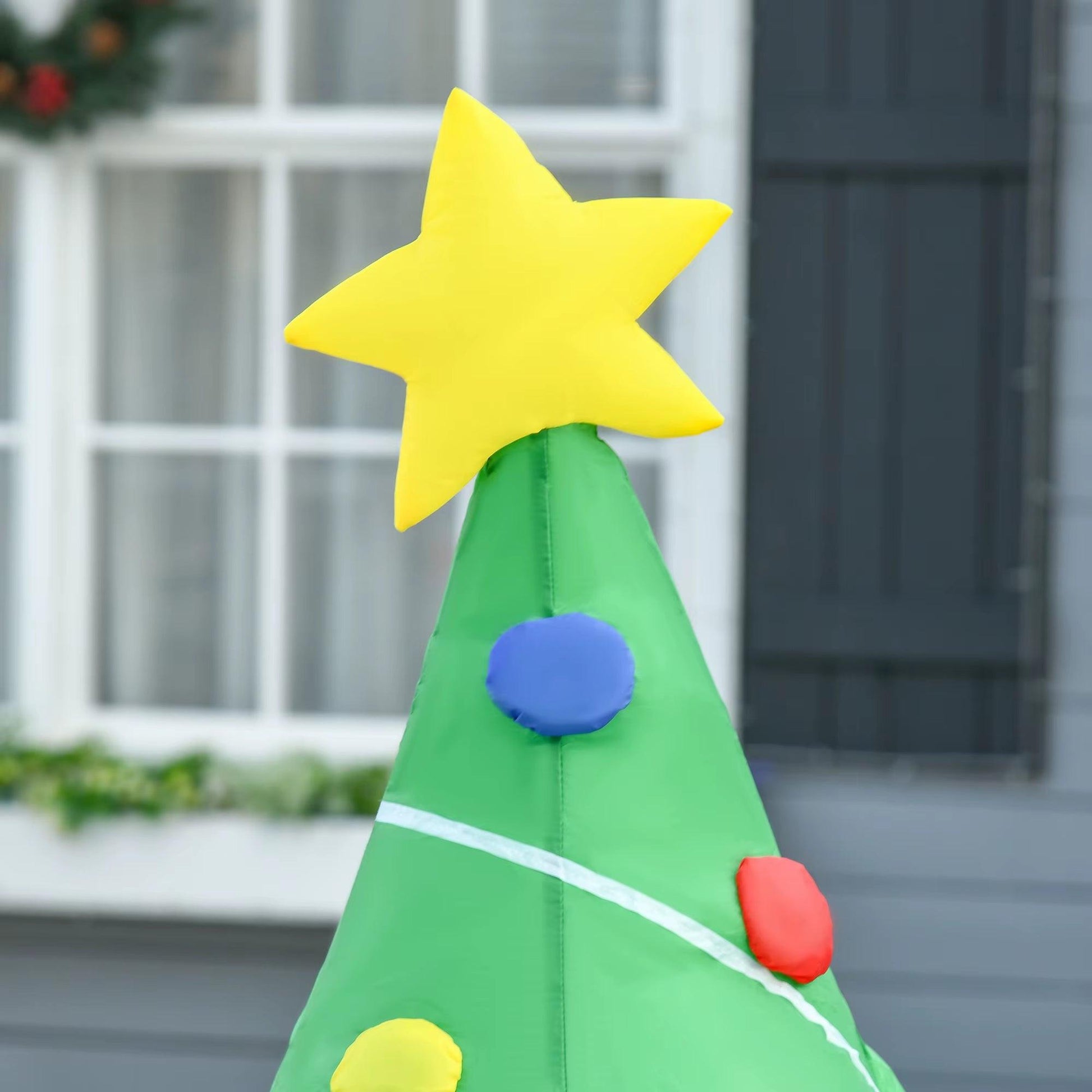 5FT Inflatable Christmas Tree – LED-Lit Outdoor Decoration with Presents | Waterproof Polyester, Self-Inflating.